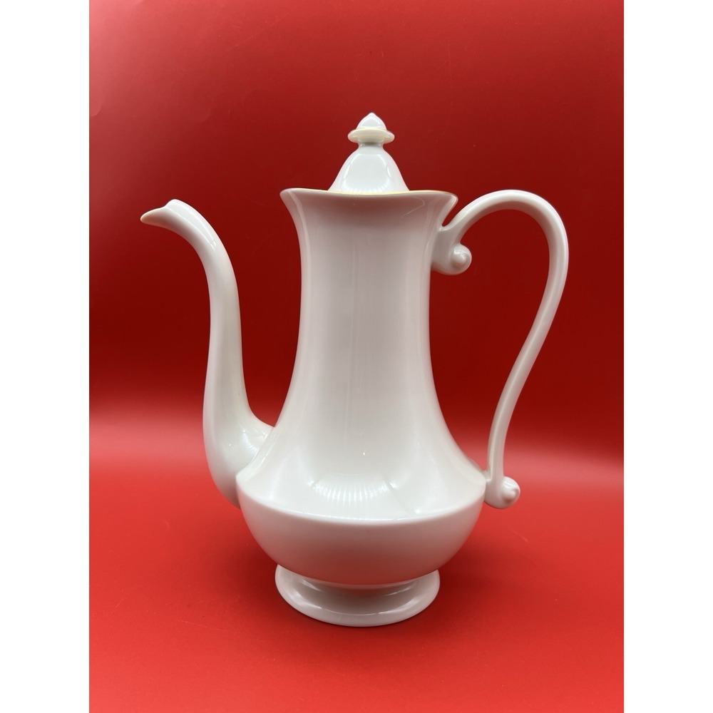 Vintage Pickard Coffeepot/ Teapot Ivory With Gold Accents 10"